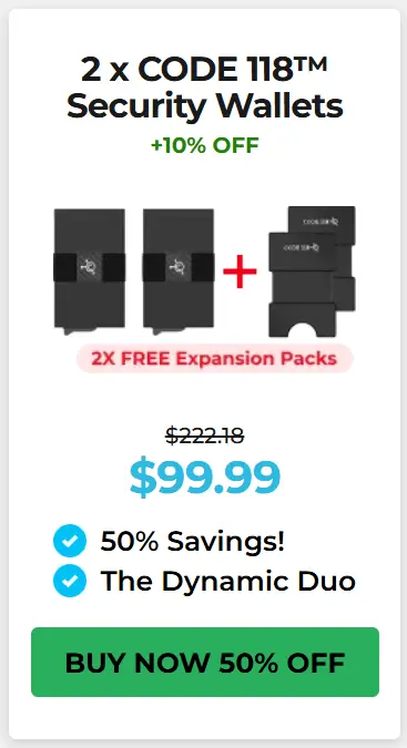 Code 118 Wallet Pricing 2
